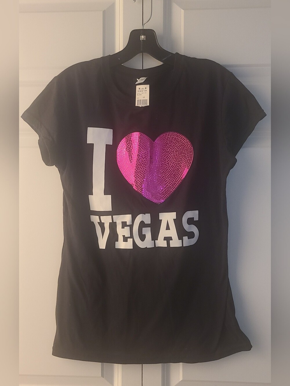 Black "I ♥ VEGAS" Sequin Heart Tee